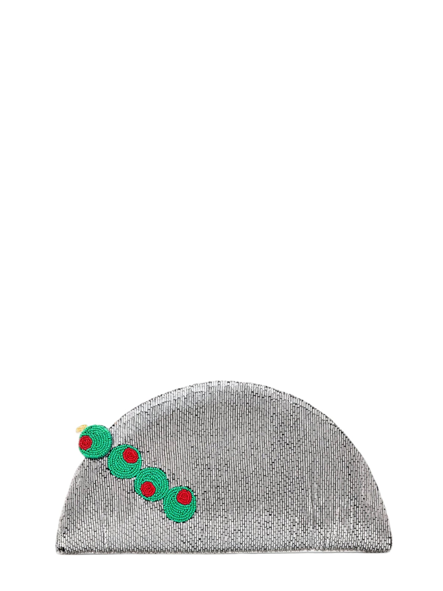 Simon Miller Beaded Lune Clutch in Silver/Olive Motif