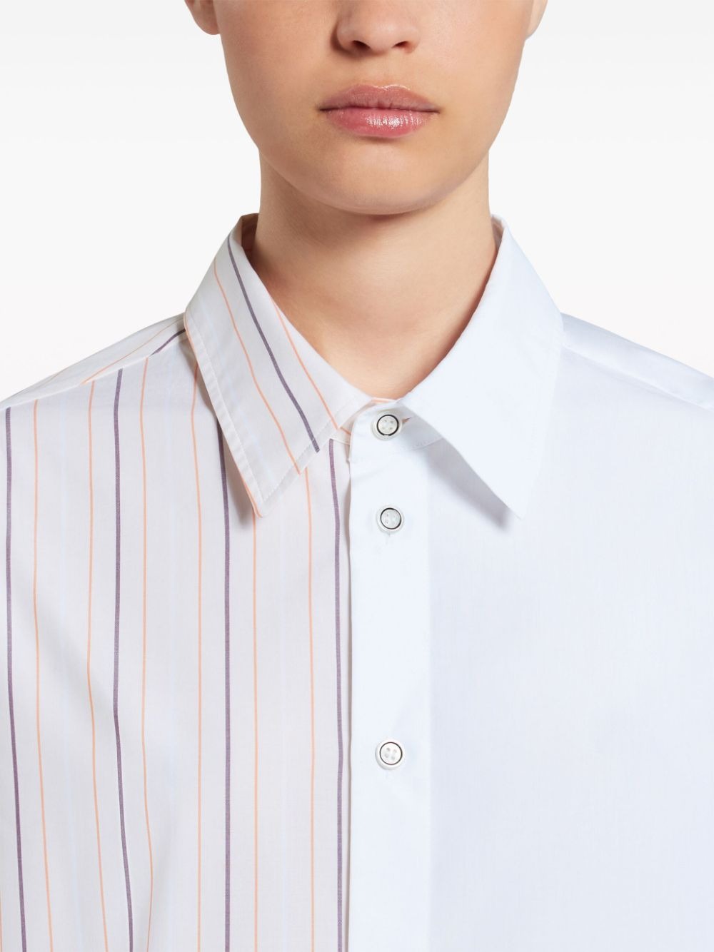 Marni Asymmetric Striped Pattern Shirt in Ivory