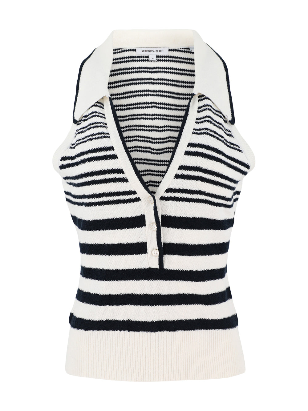 Veronica Beard Meera Knit Tank in Off White/Navy
