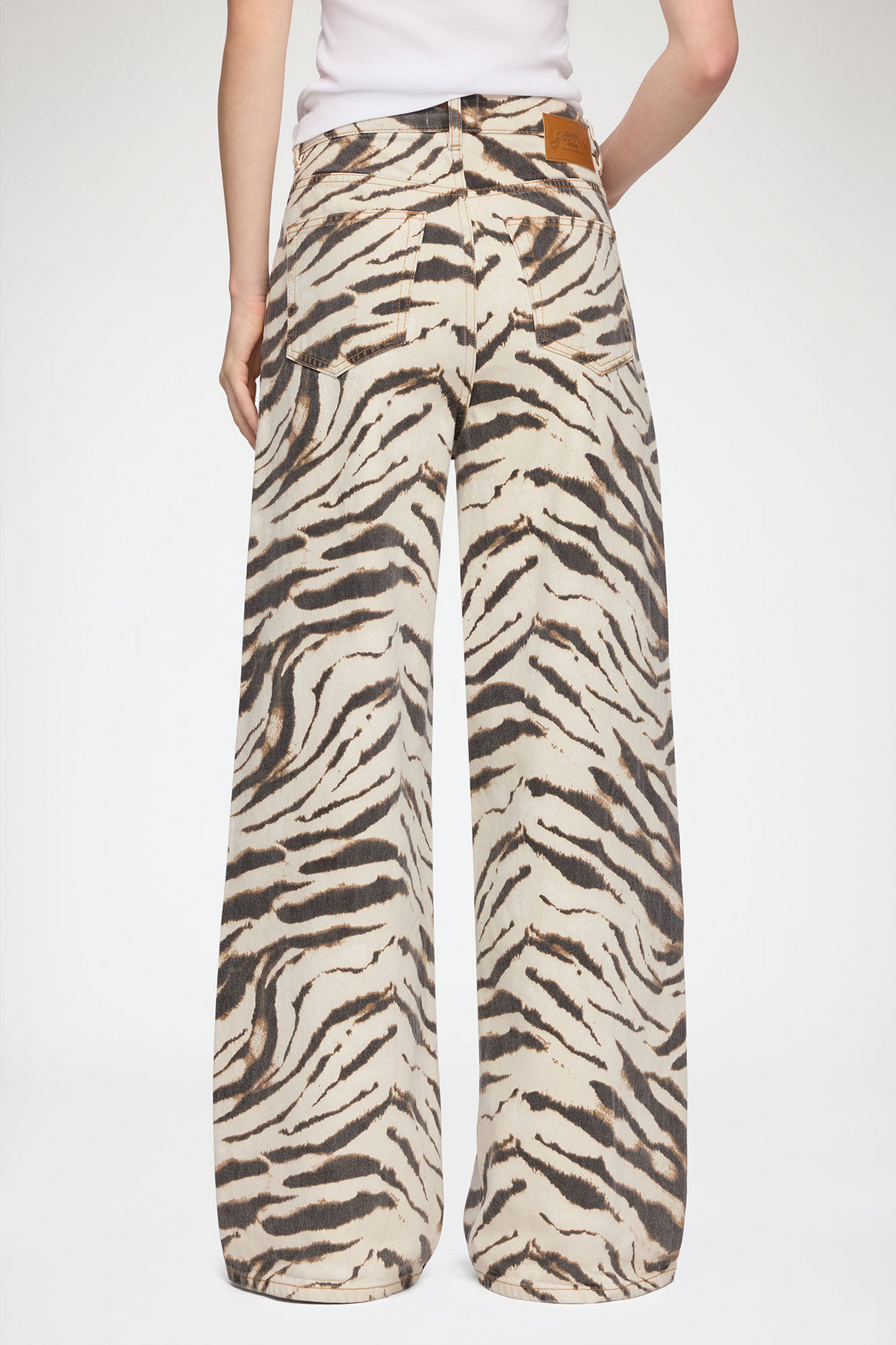 Ganni Print Denim Lari Jeans in Egret