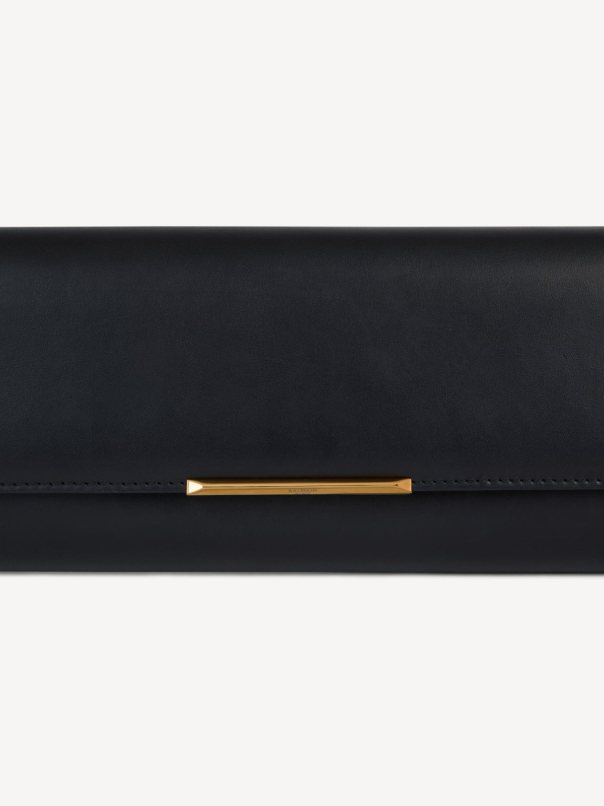 Balmain Long Clutch Bag in Smooth Leather Noir