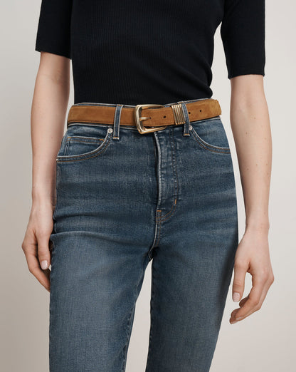 Veronica Beard Suede Harness Belt in Acorn