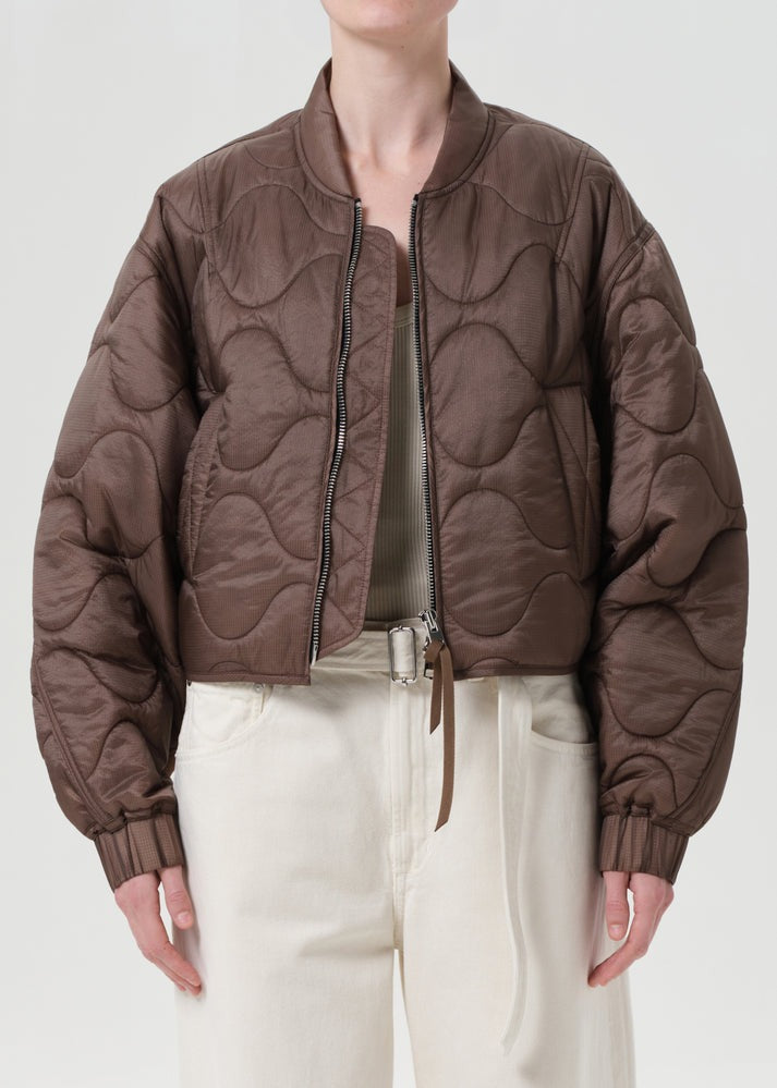 Agolde Iona Quilted Jacket in Cocoa