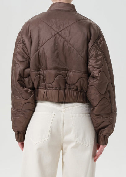 Agolde Iona Quilted Jacket in Cocoa