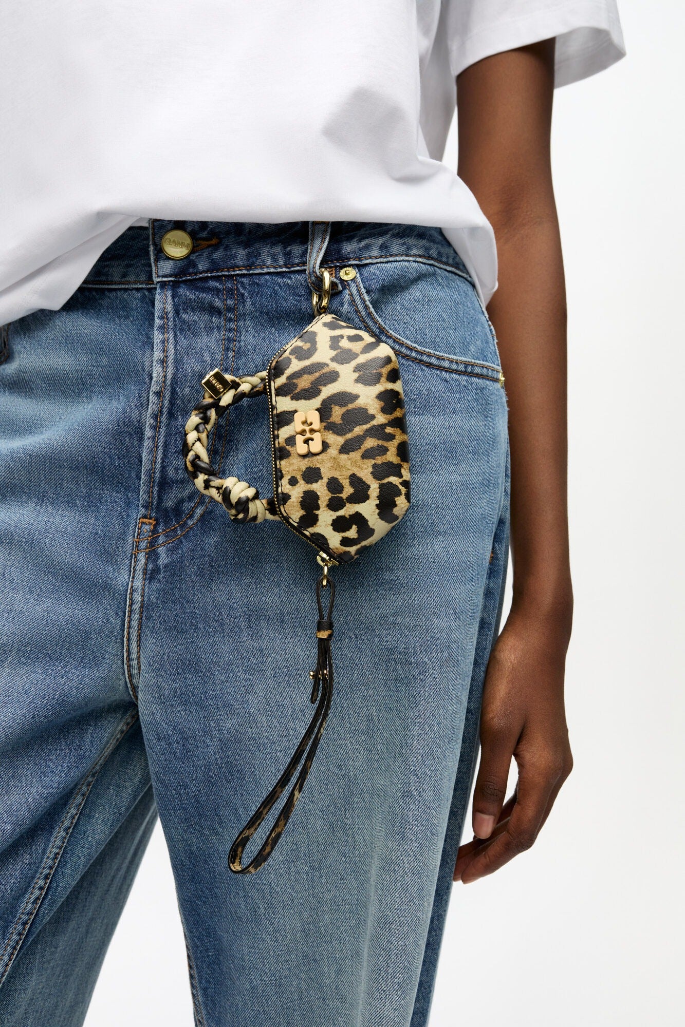 Ganni Nano Bou Bag Print in Leopard