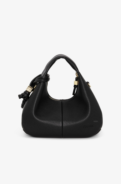 Ganni Mini Hobo Bag Grained in Black