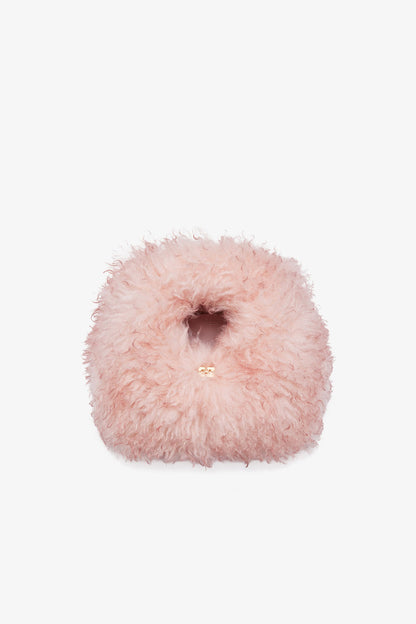 Ganni Hobo Pink Fur Mini Hobo Bag in Mary's Rose