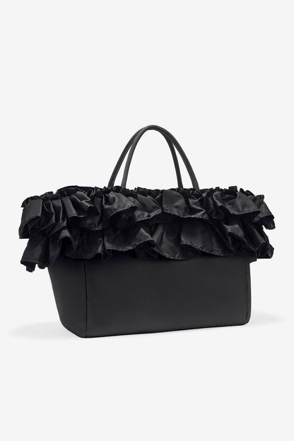 Ganni XXL Ruffle Tote in Black