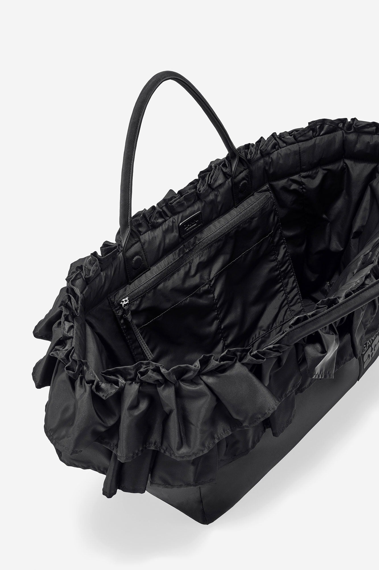 Ganni XXL Ruffle Tote in Black