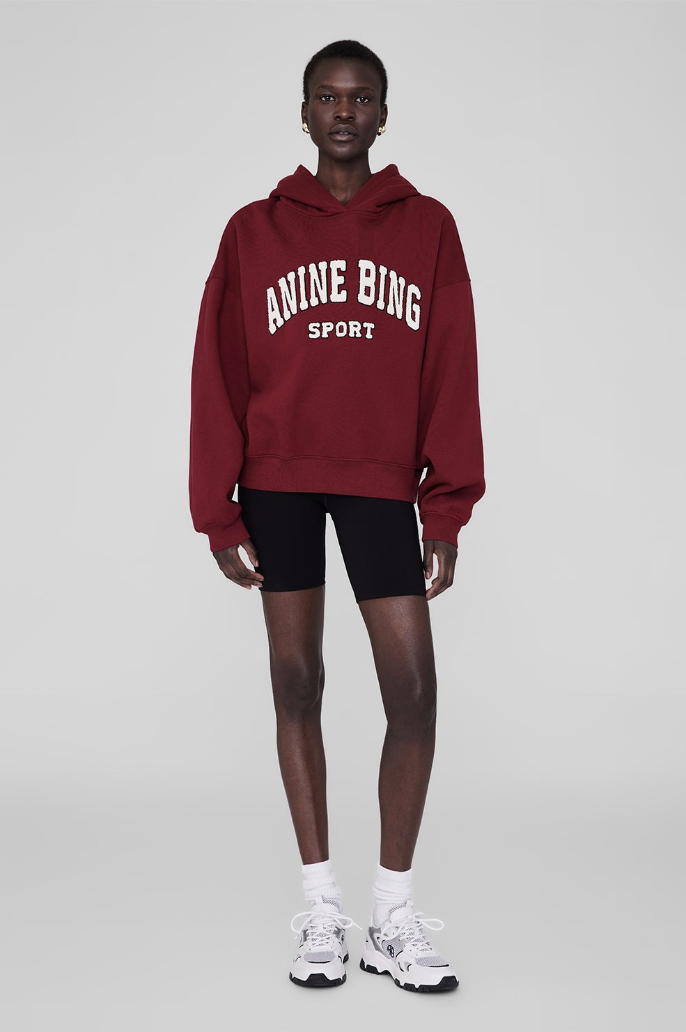 Anine Bing Alec Hoodie Sport in Cabernet