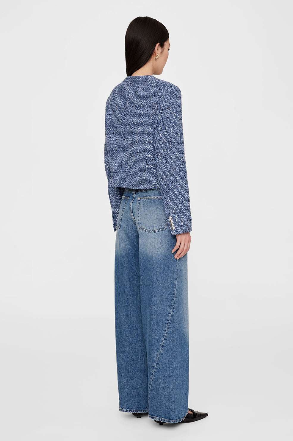 Anine Bing Amber Jacket in Blue Tweed