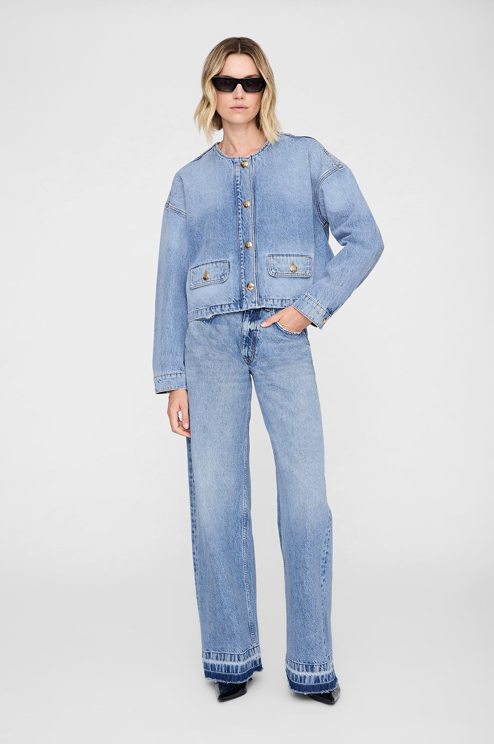 Anine Bing Blanche Jacket in Washed Caspian Blue