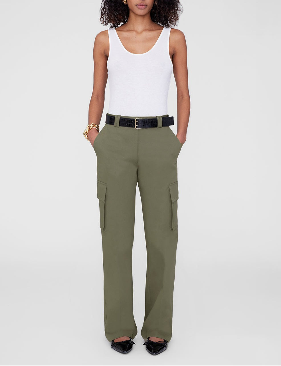 Anine Bing Dayton Cargo Pant in Olive