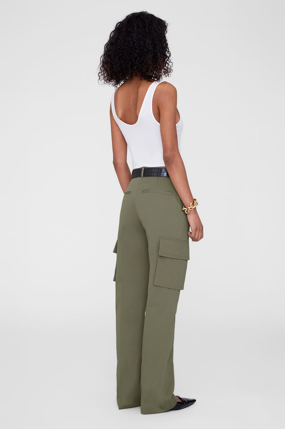Anine Bing Dayton Cargo Pant in Olive