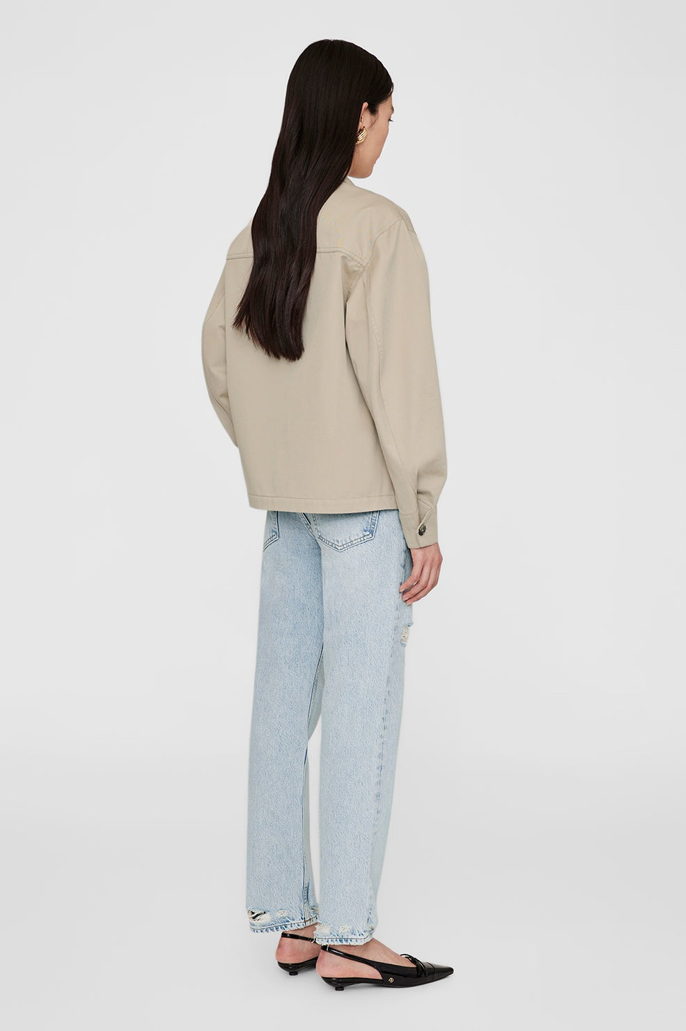 Anine Bing Sawyer Shirt Jacket in Oatmeal