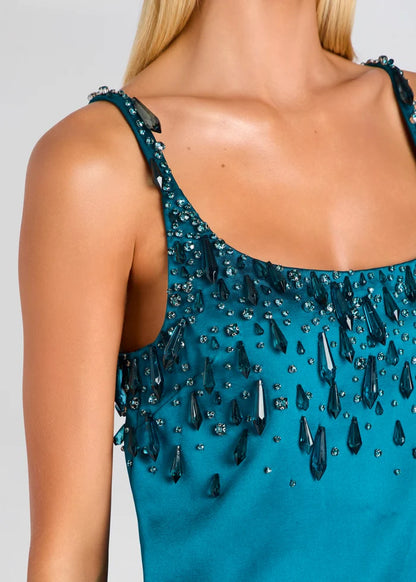 Retrofête Jinori Crystal Dress in Sarcelle