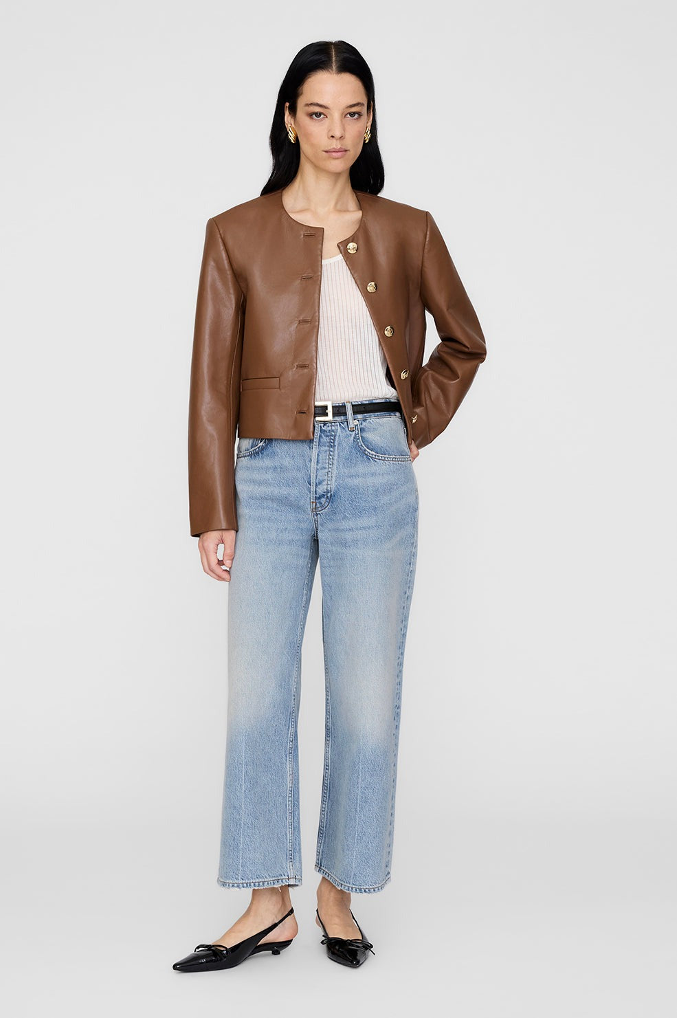 Anine Bing Amber Jacket in Cognac Recycled Leather
