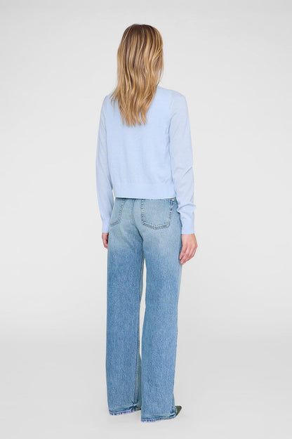 Anine Bing Moni Crop Cardigan in Pale Light Blue