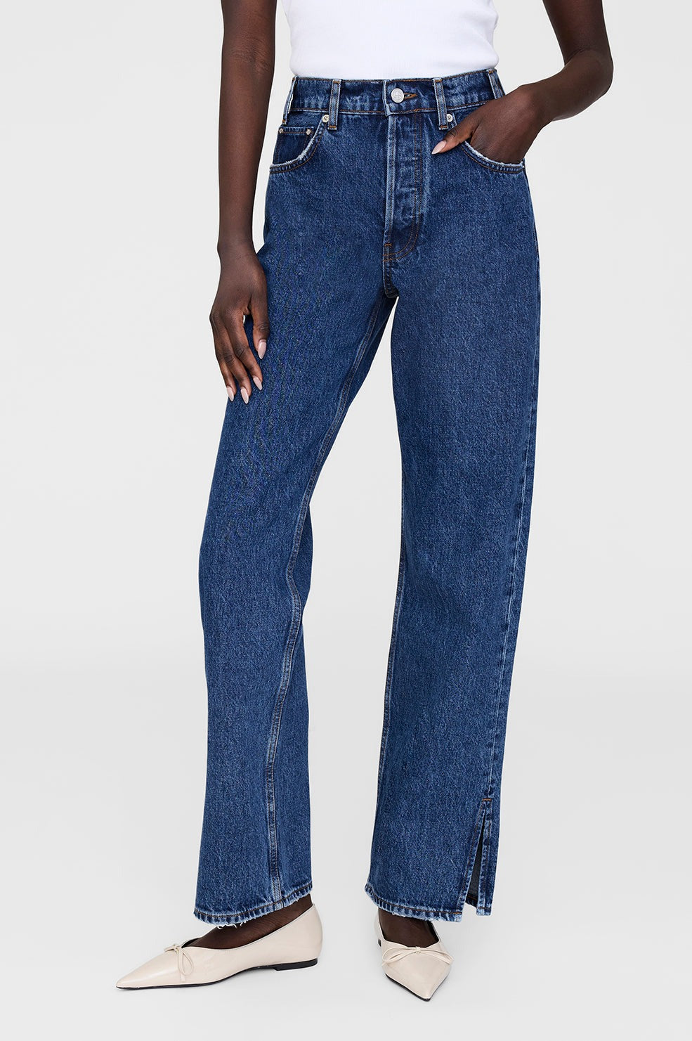 Anine Bing Roy Jean 31" in Washed Blue