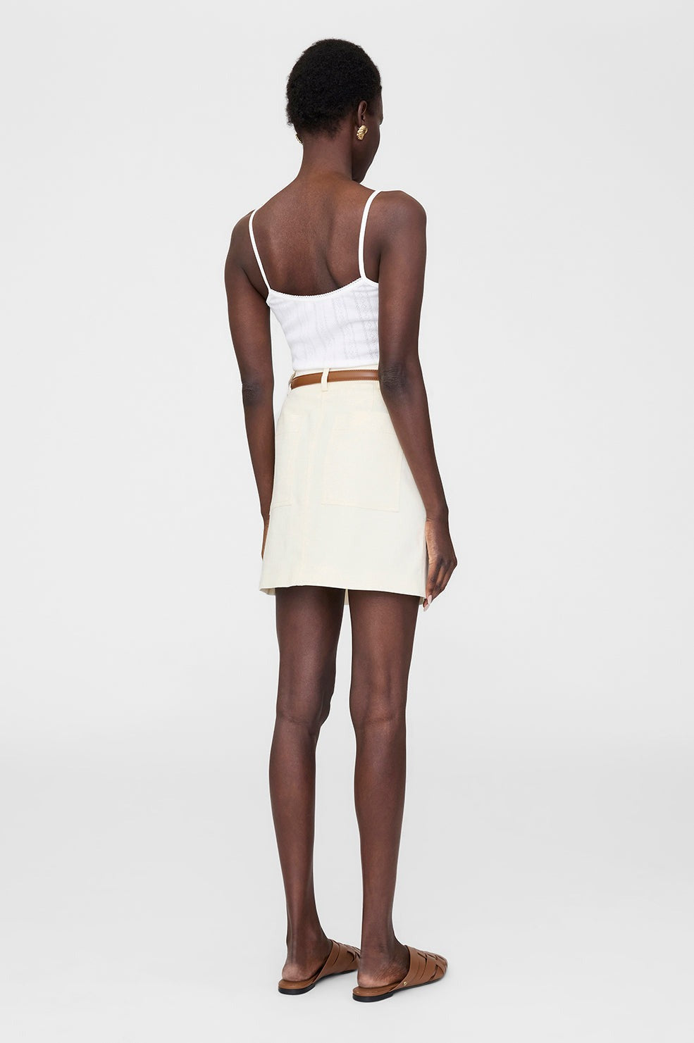 Anine Bing Zaire Mini Skirt in Cream
