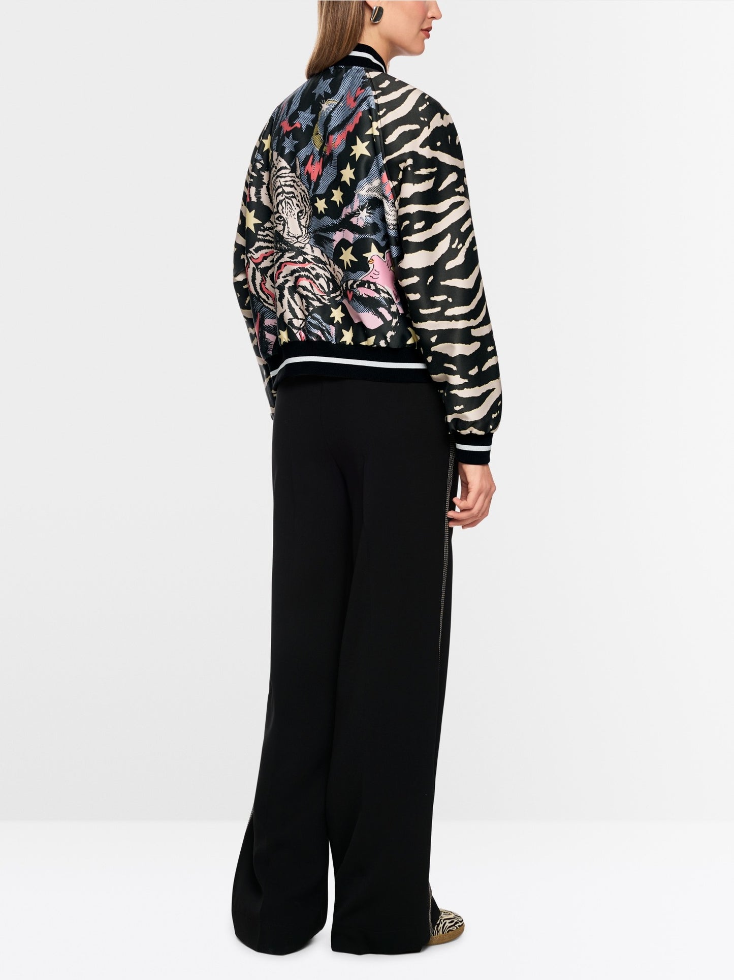 Marc Cain Blouson Jacket with Comic Print in Black Multi