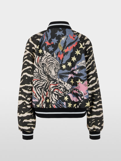 Marc Cain Blouson Jacket with Comic Print in Black Multi