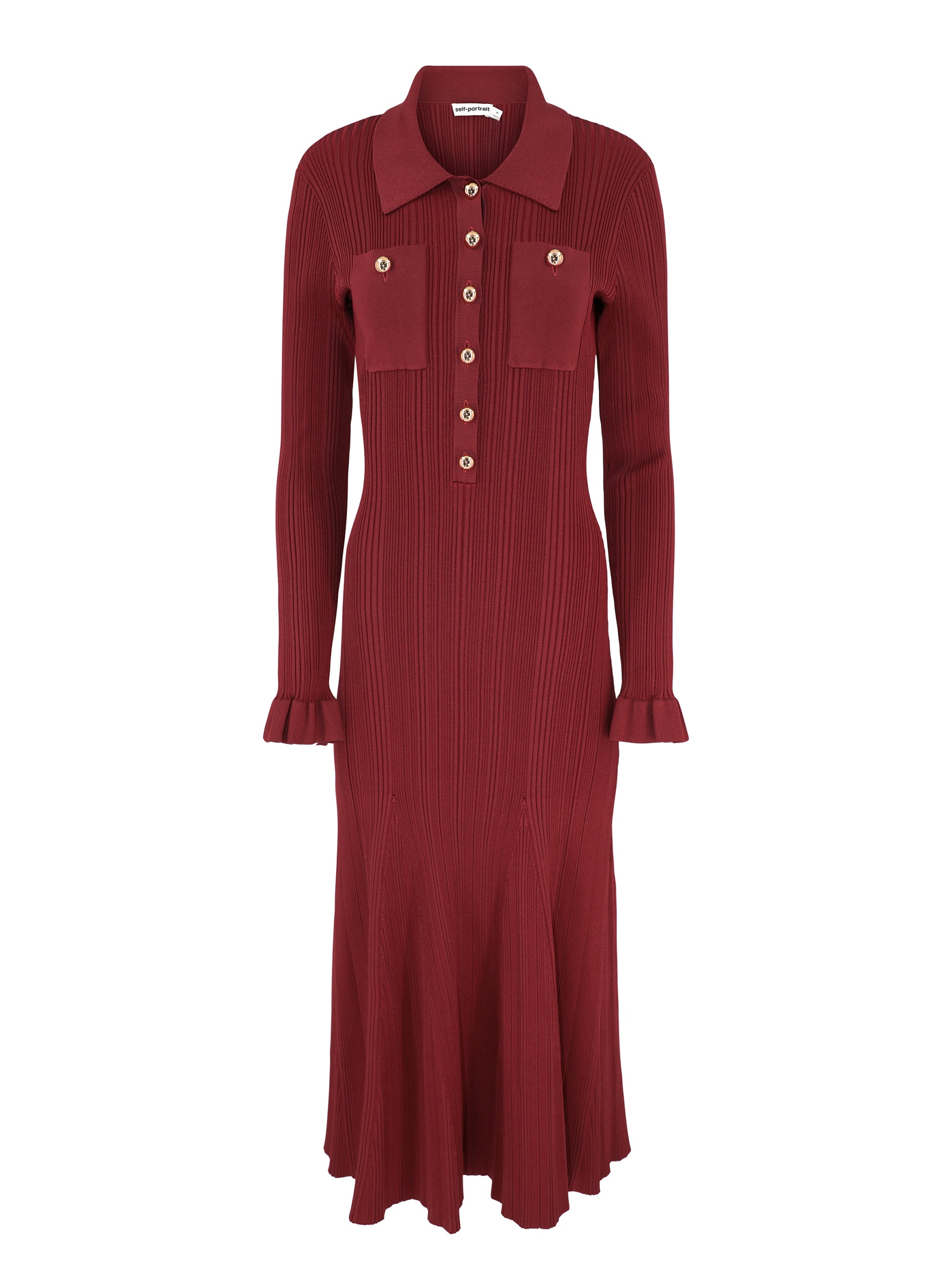 Self-Portrait Burgundy Ribbed Knit Midi Dress Leigh's of Breton Village Self-Portrait Burgundy Ribbed Knit Midi Dress Leigh's of Breton Village