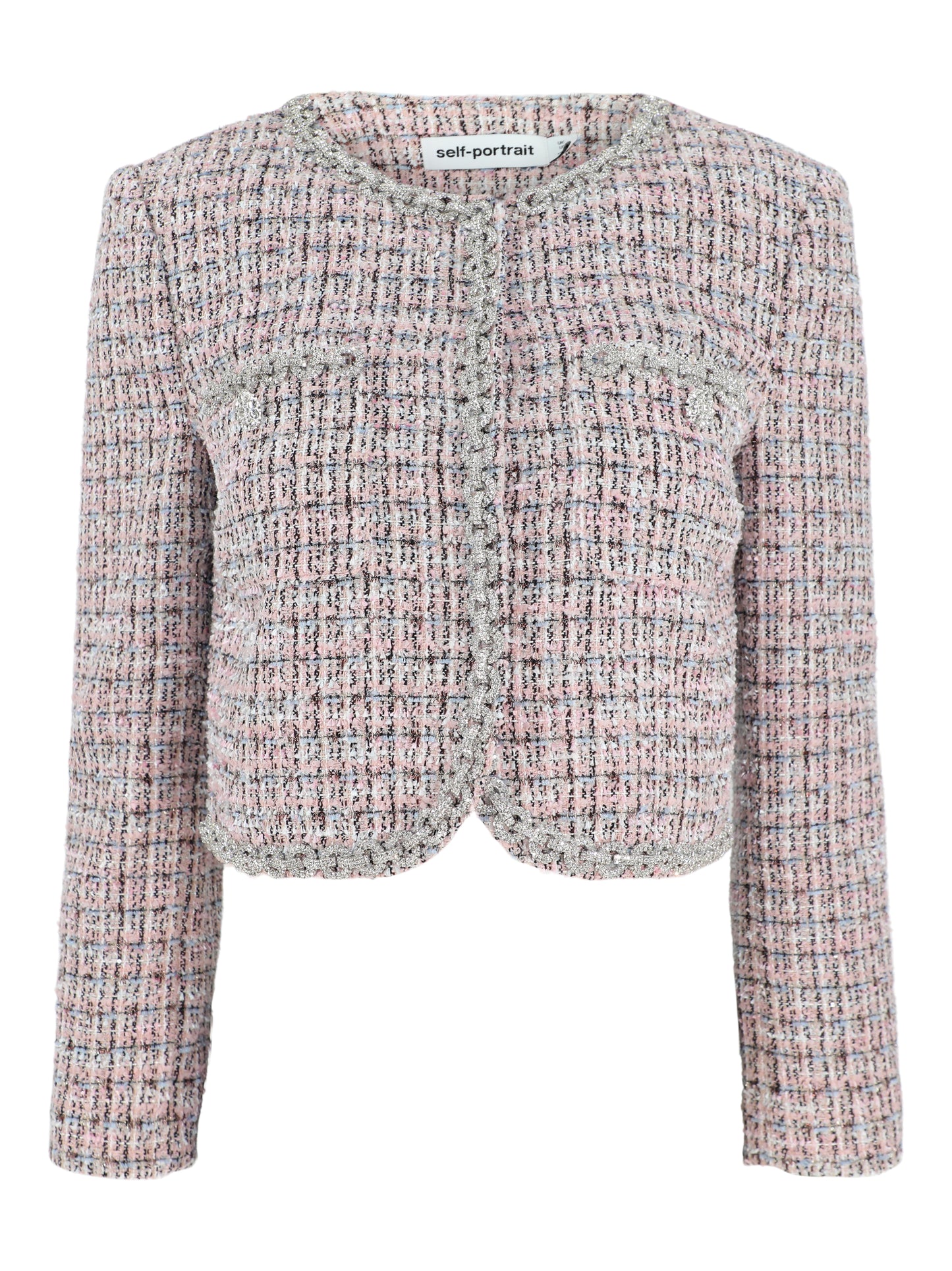 Self-Portrait Pink Boucle Fur Cuff Jacket