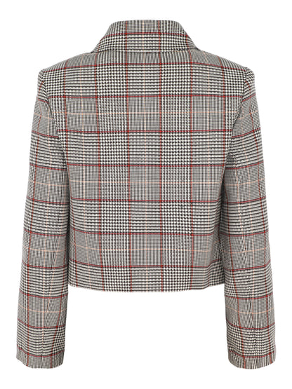 Self-Portrait Brown Check Fur Cuff Jacket