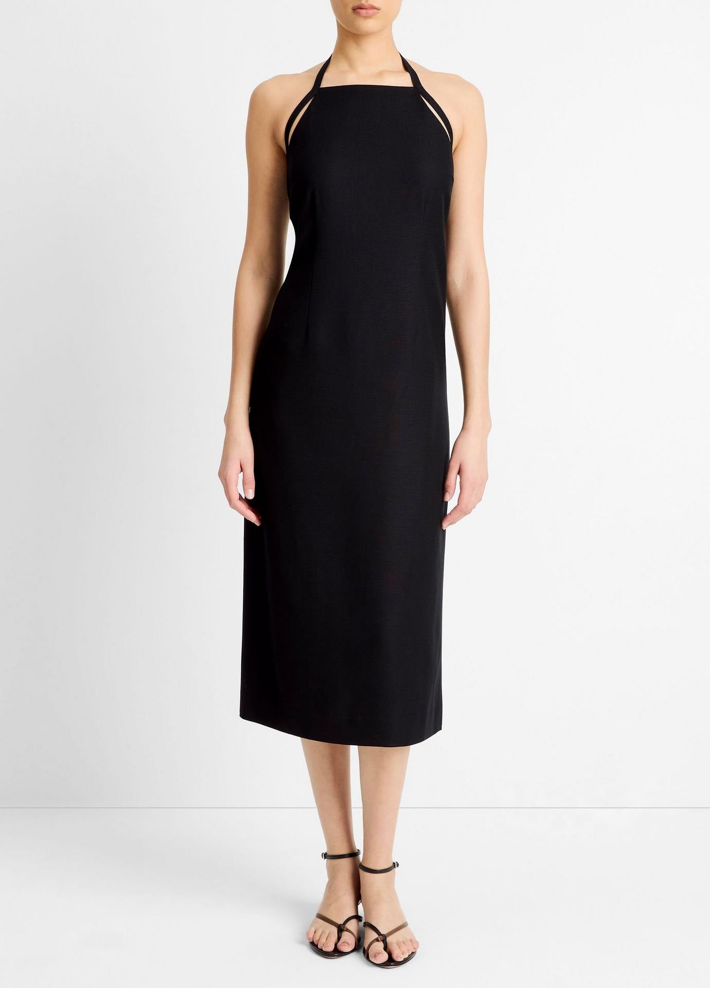 Vince Apron Halter Dress in Black