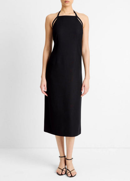 Vince Apron Halter Dress in Black