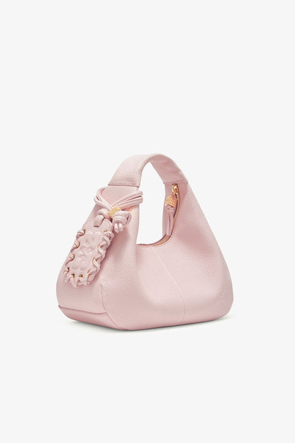 Ganni Grained Mini Hobo Bag in Chalk Pink