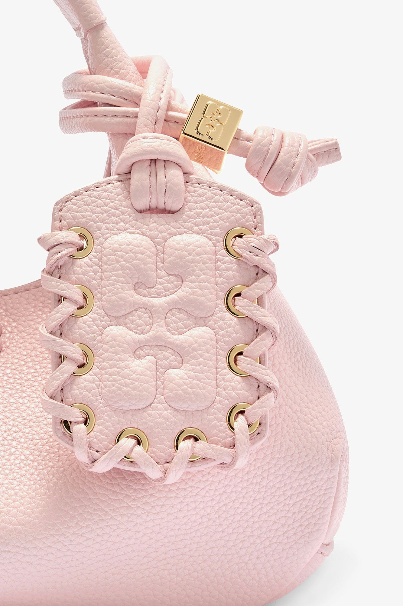 Ganni Grained Mini Hobo Bag in Chalk Pink