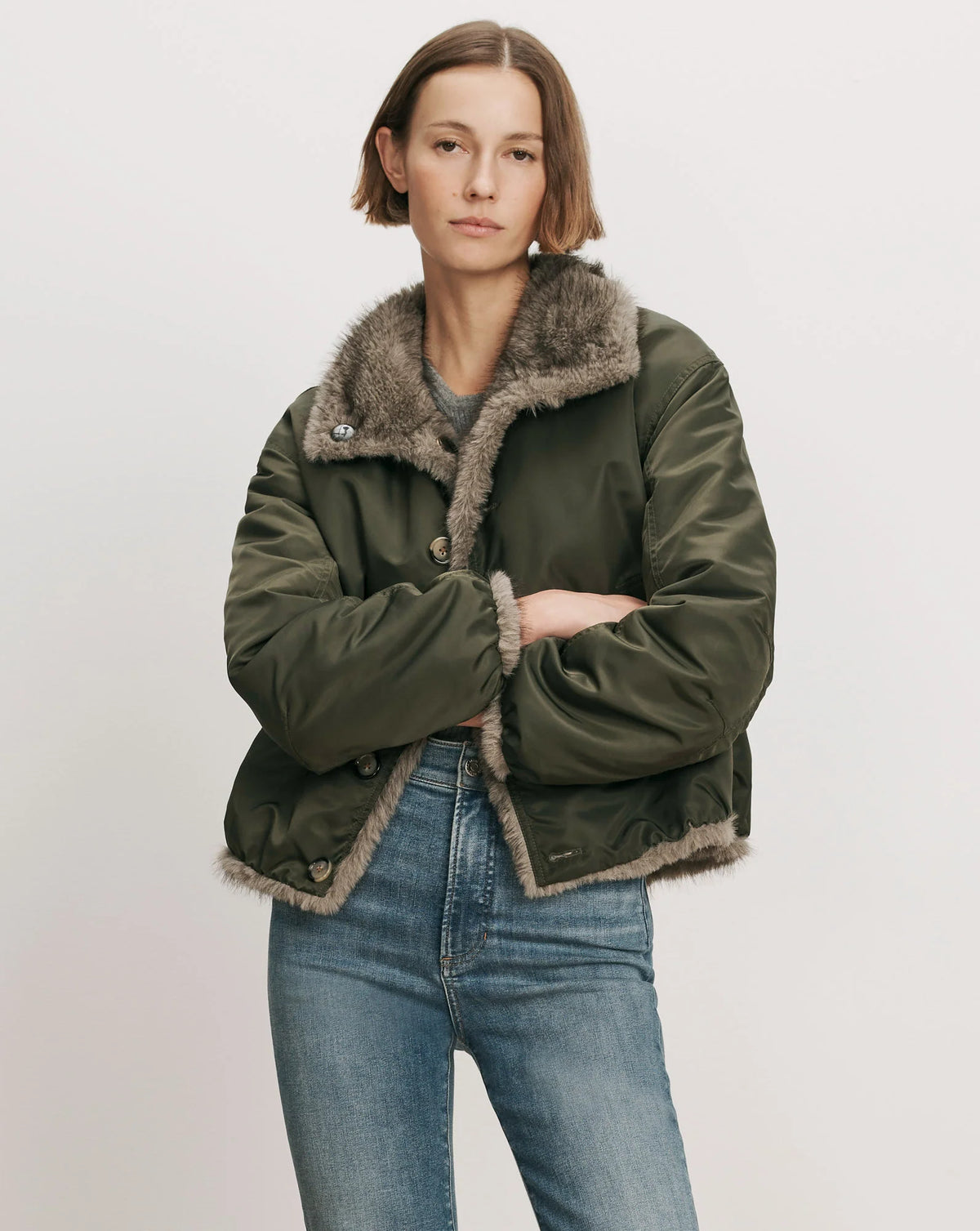 Veronica Beard Varell Reversible Jacket in Loden