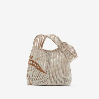 Burberry Small EKD Crochet Bag in White/Sand