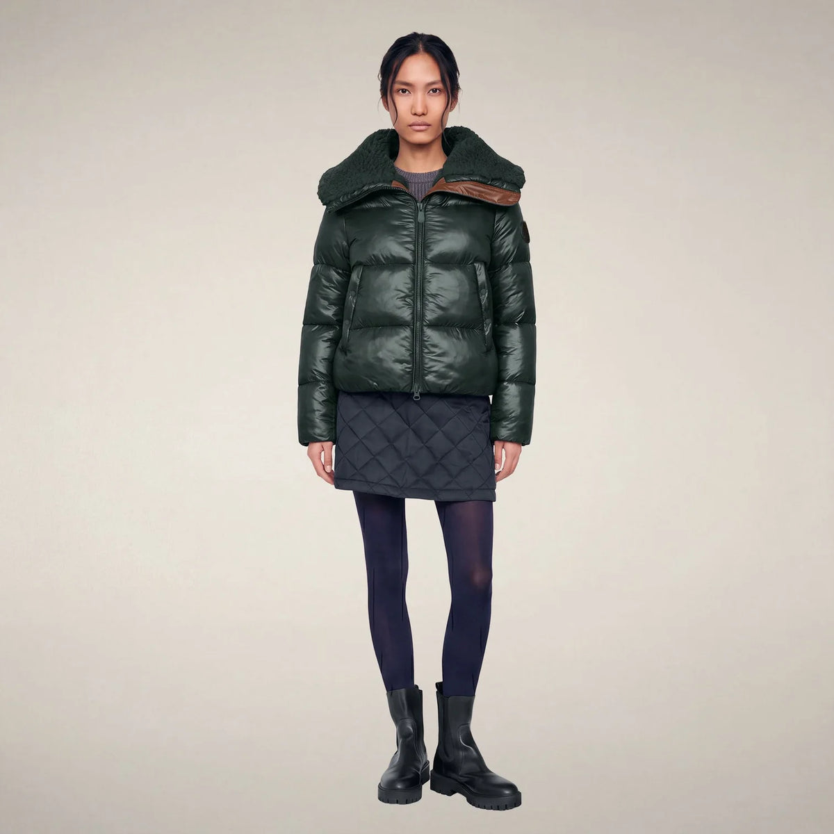 Save The Ducks Moma Puffer Jacket in Nori Green