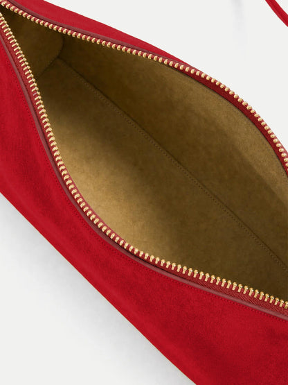 Veronica Beard Suede Prism Bag in Crimson