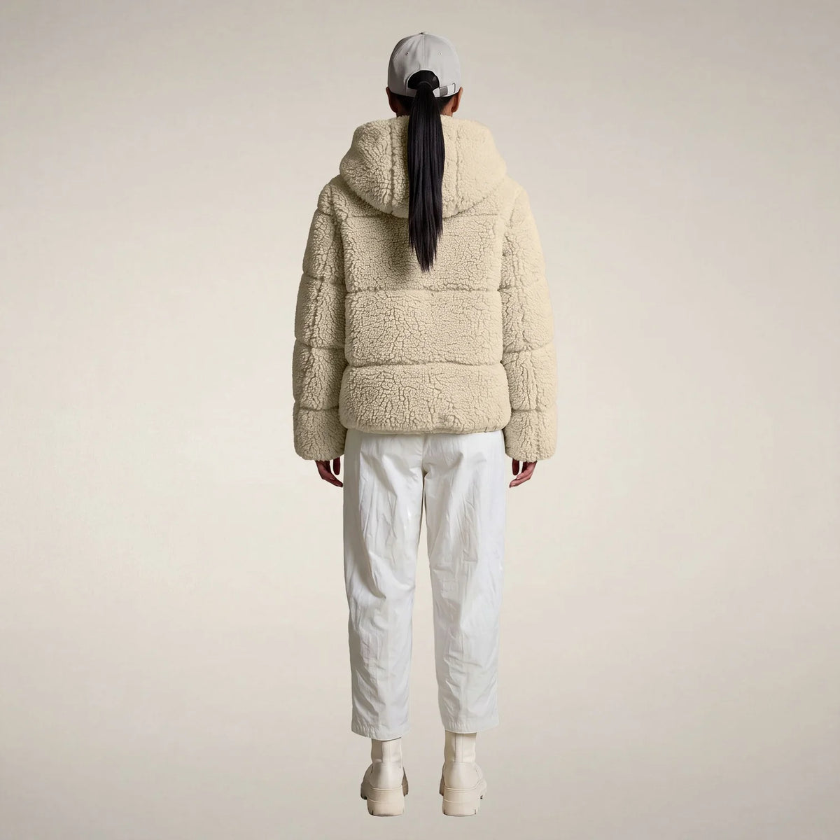 Save The Duck Lenora Faux Fur Puffer Jacket in Shore Beige