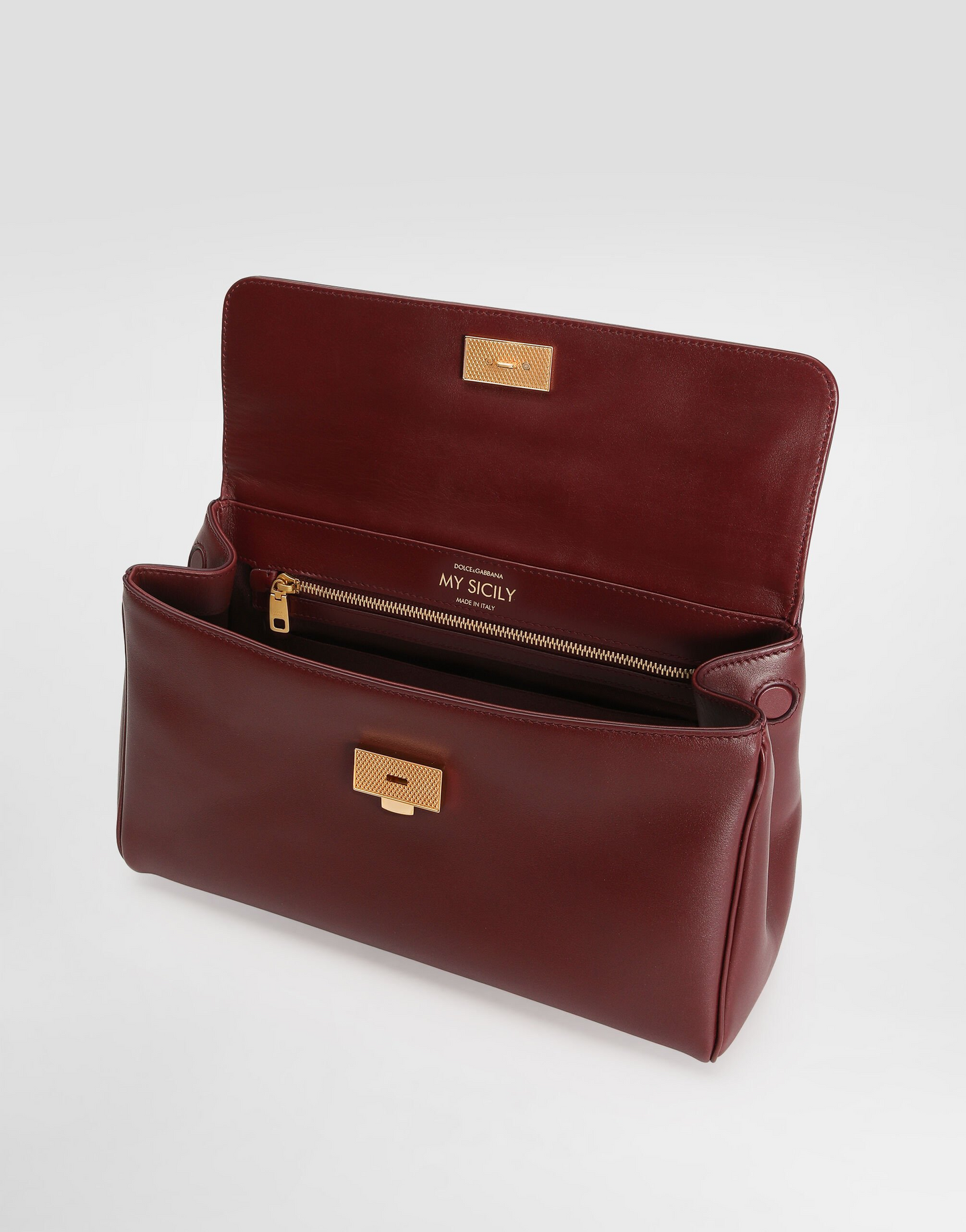 Dolce & Gabbana My Sicily Handbag in Bordeaux Plongé Calfskin