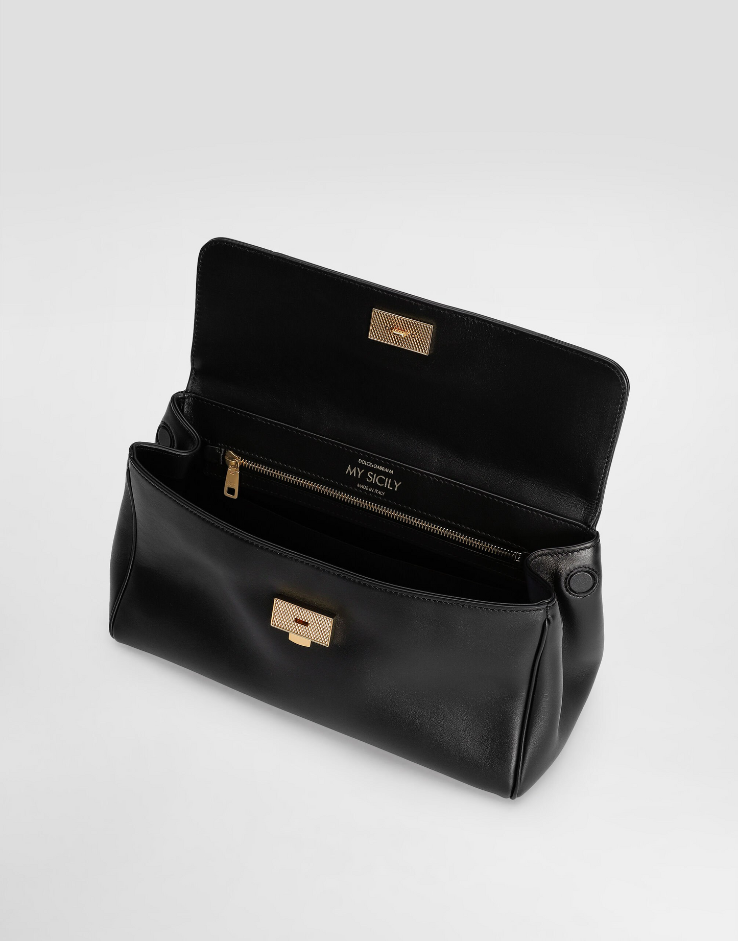 Dolce & Gabbana My Sicily Handbag in Black Plongé Calfskin