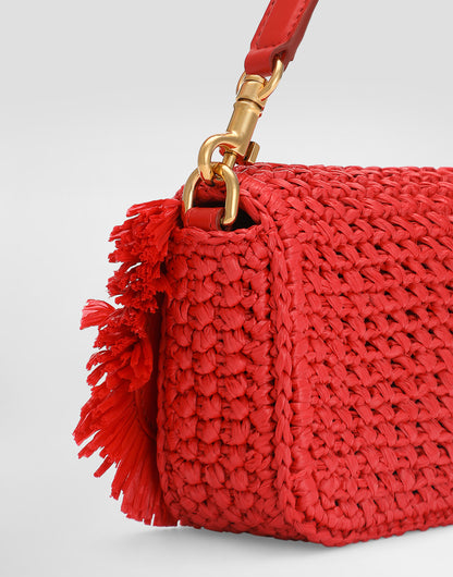 Dolce & Gabbana 3.5 Shoulder Bag in Raffia in Poppy Red