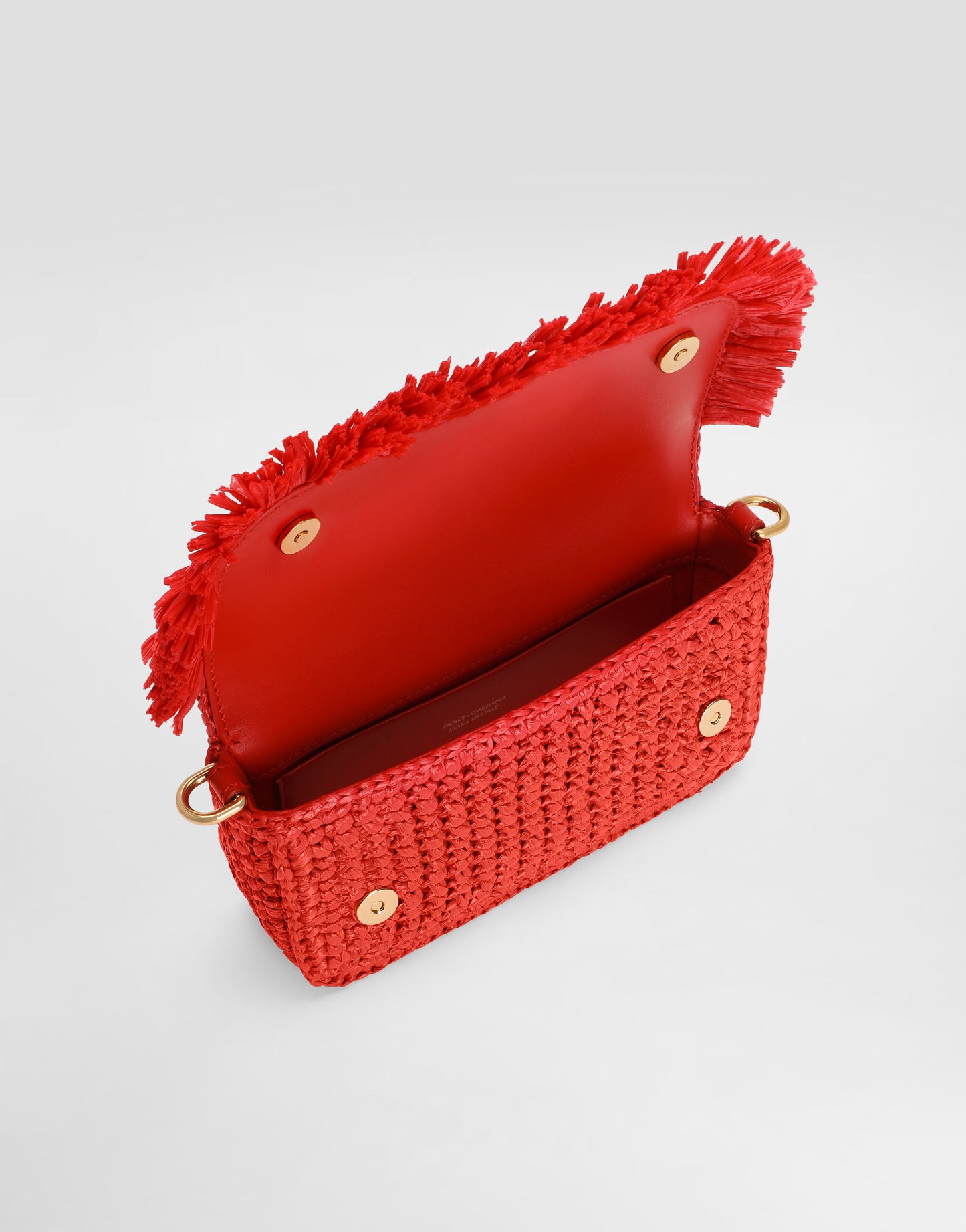 Dolce & Gabbana 3.5 Shoulder Bag in Raffia in Poppy Red
