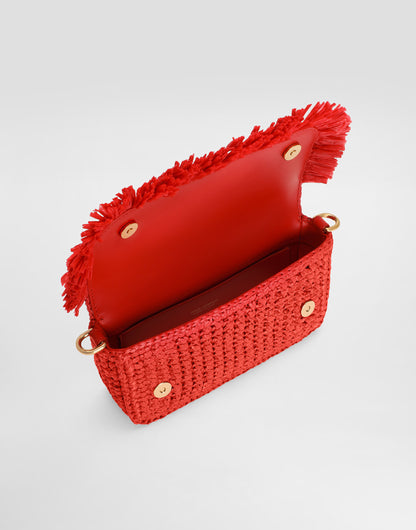 Dolce & Gabbana 3.5 Shoulder Bag in Raffia in Poppy Red