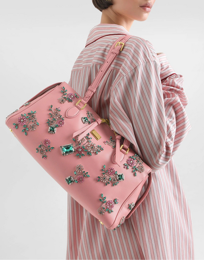 Dolce & Gabbana Medium Vittoria Handbag With Embroidery in Pink