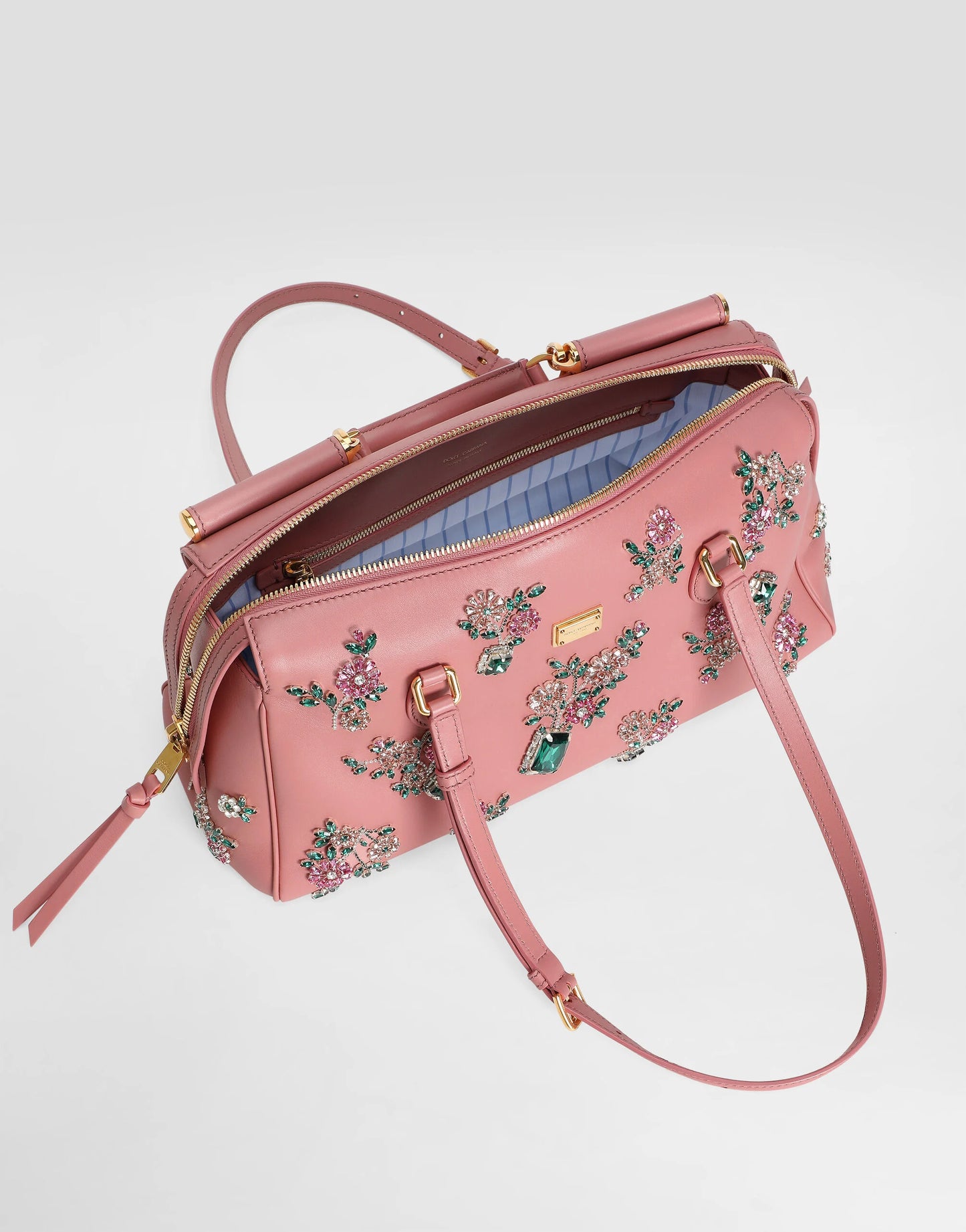Dolce & Gabbana Medium Vittoria Handbag With Embroidery in Pink