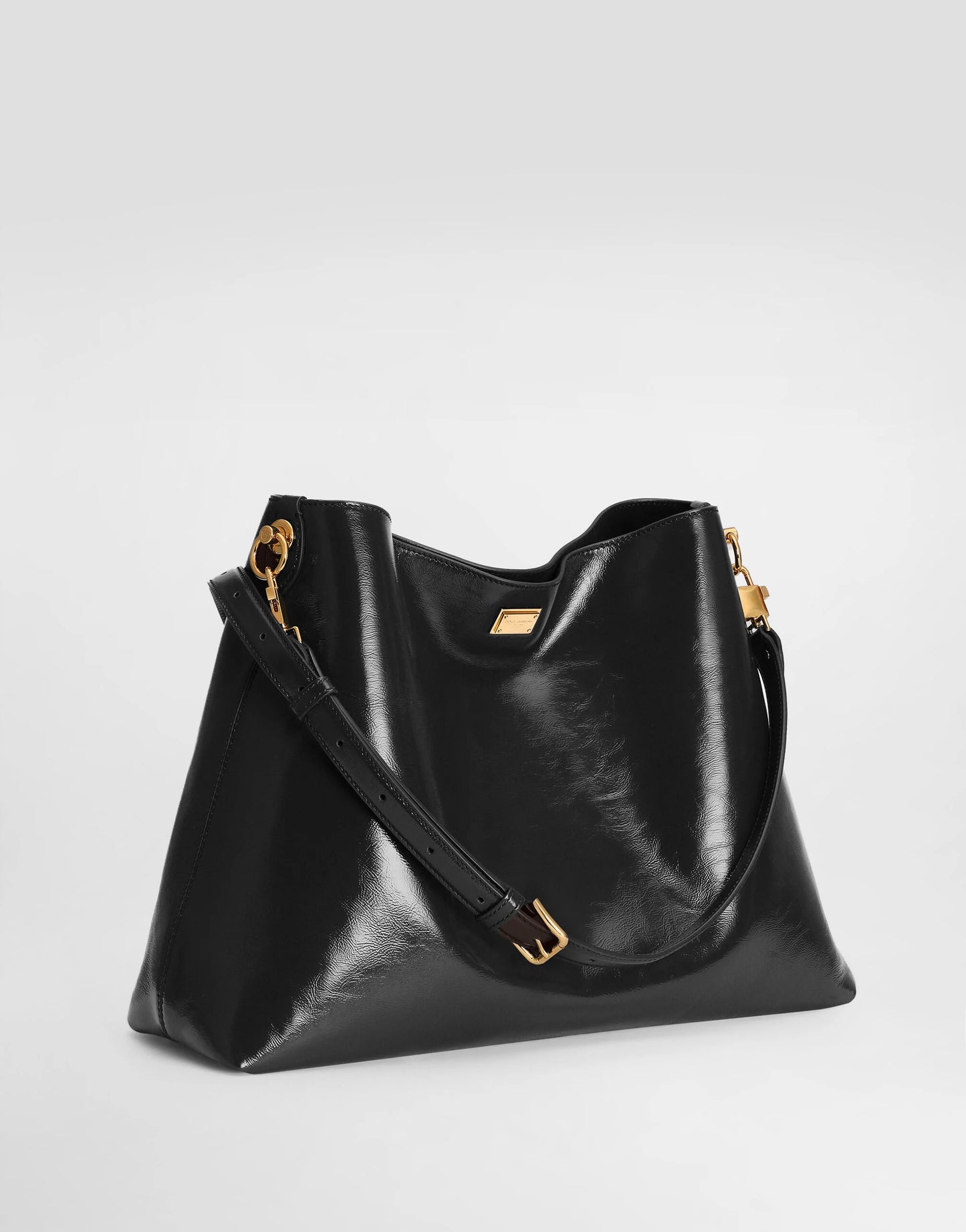 Dolce & Gabbana Large Vittoria Calfskin Shoulder Bag in Black