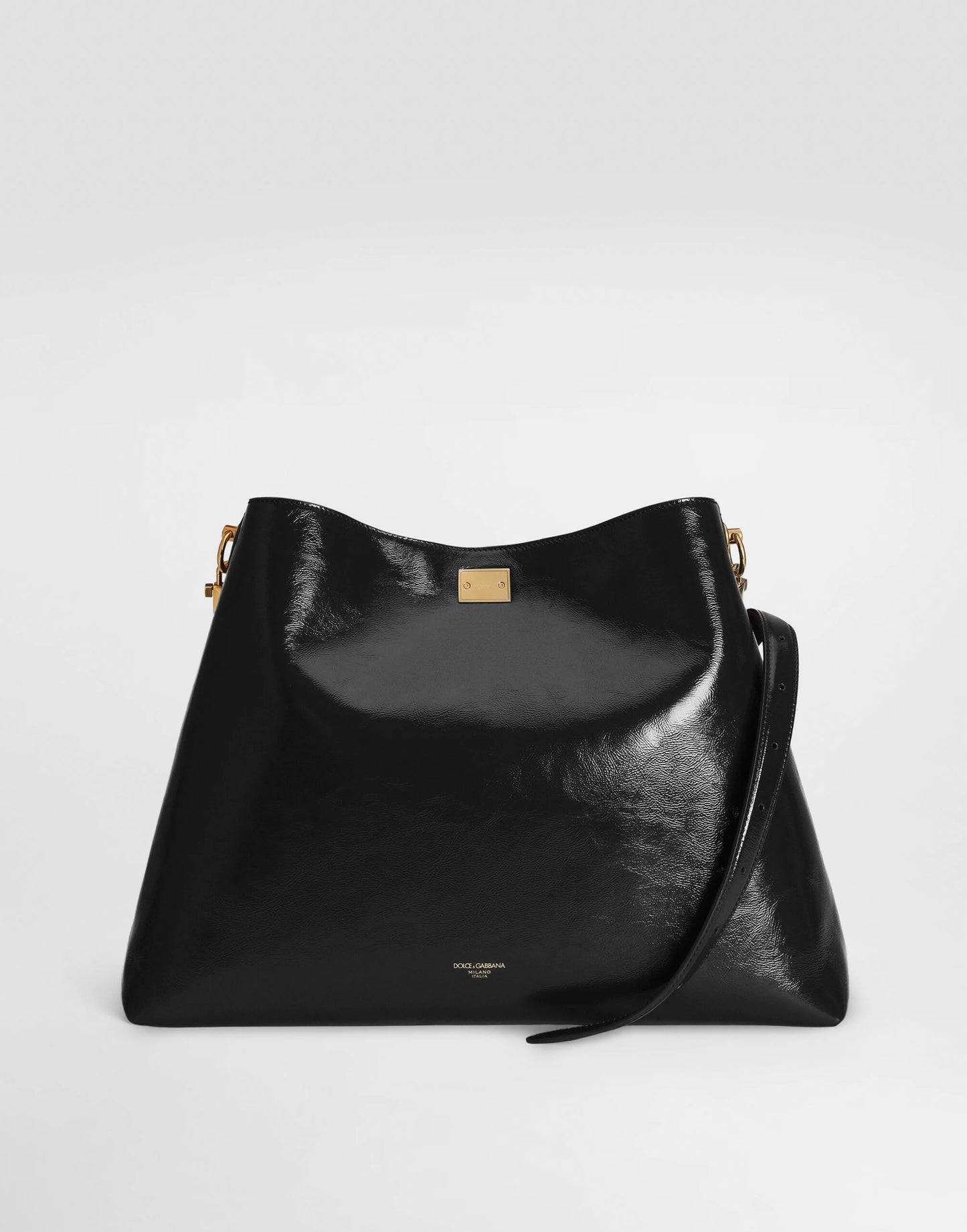 Dolce & Gabbana Large Vittoria Calfskin Shoulder Bag in Black