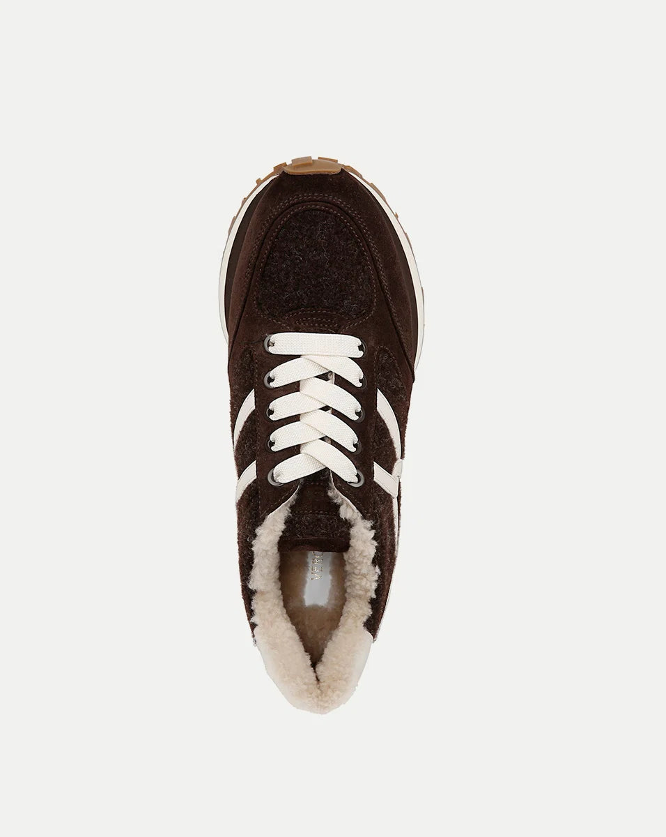Veronica Beard Valentina Shearling Sneaker in Espresso