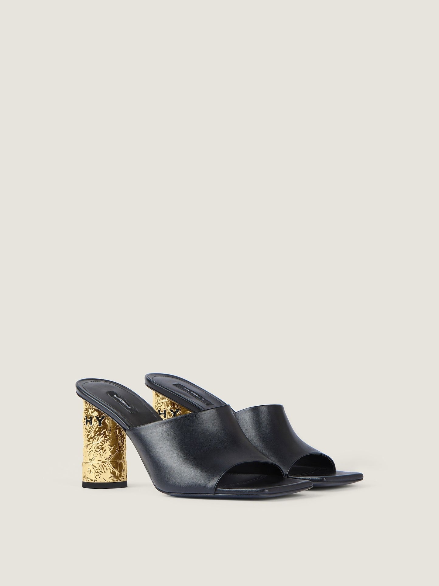 Givenchy Tape Heeled Mules Leather in Black