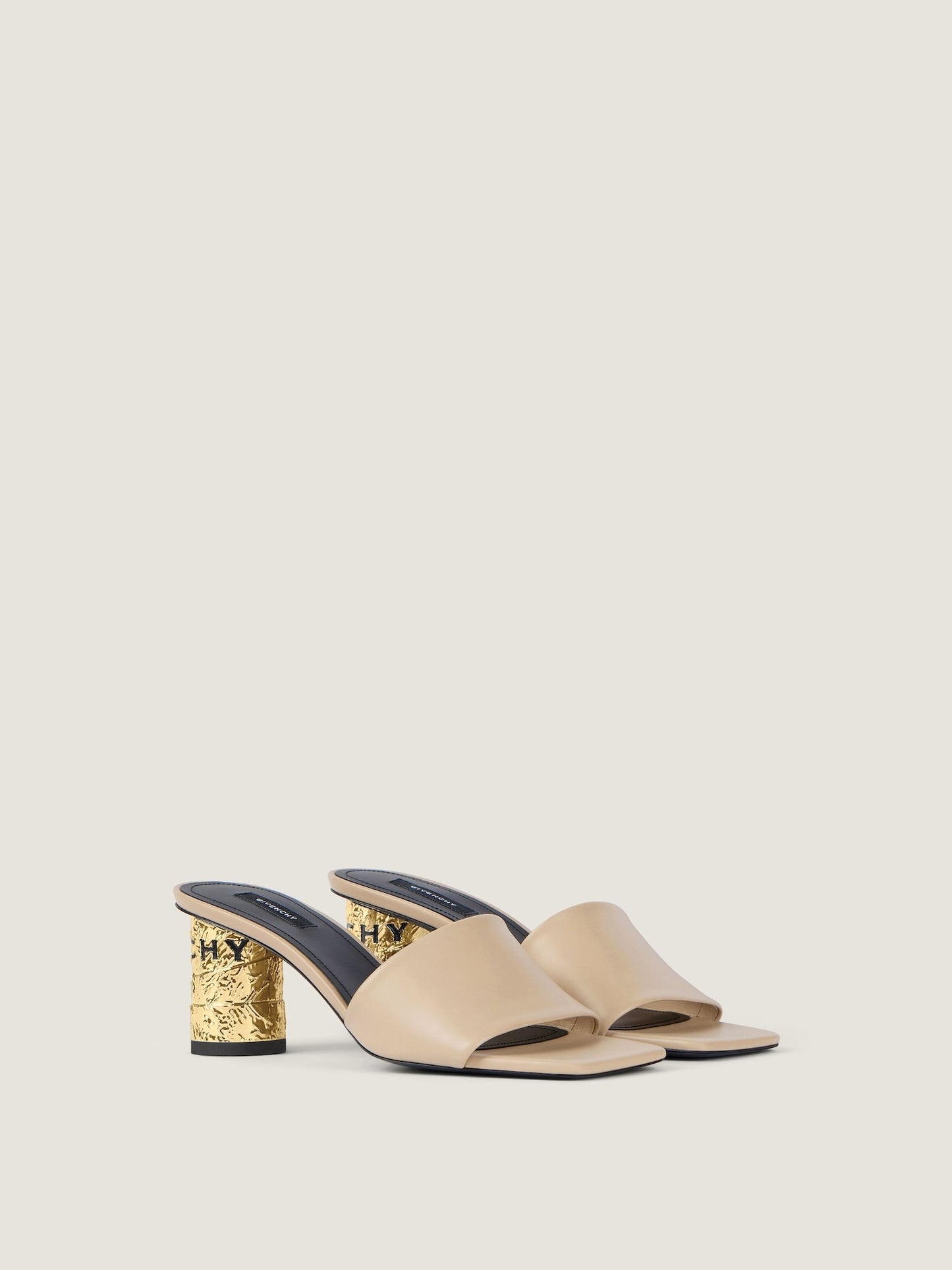 Givenchy Tape Heeled Mules Leather in Beige